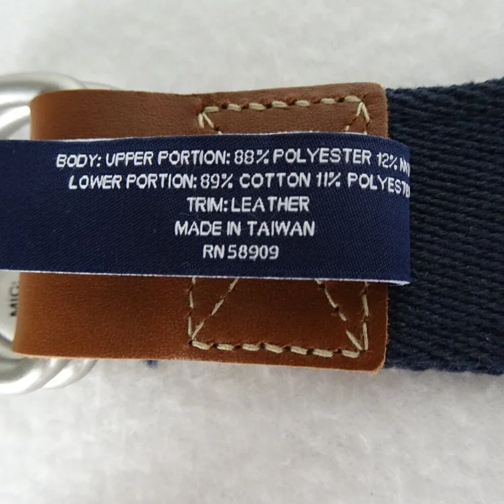 Cremieux Belt Men's Size S Blue Cloth Embroidered Dog Adjustable D Ring Preppy
